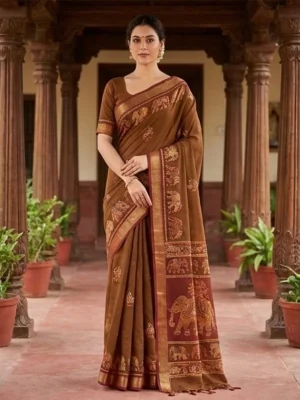 handloomcottonsaree earthybrown