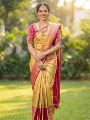 kanjivarampuresilksaree gold&pink