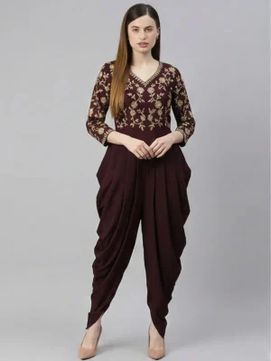 maroonembroidereddhotijumpsuit