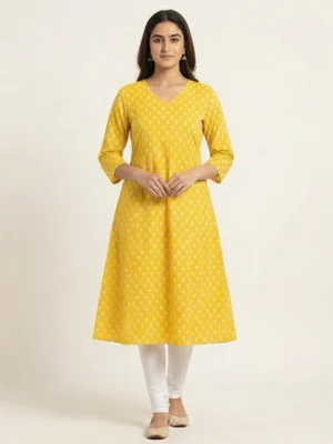 sunshineyellowcottonalinekurti